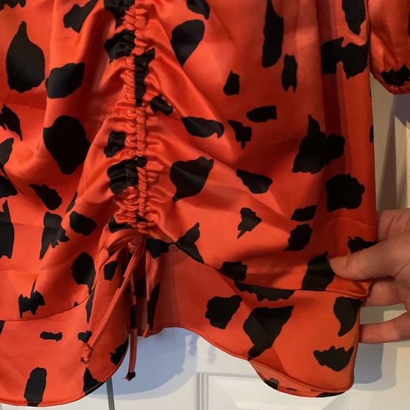 Animal Print Orange Satin Dress - Picture 4 of 8
